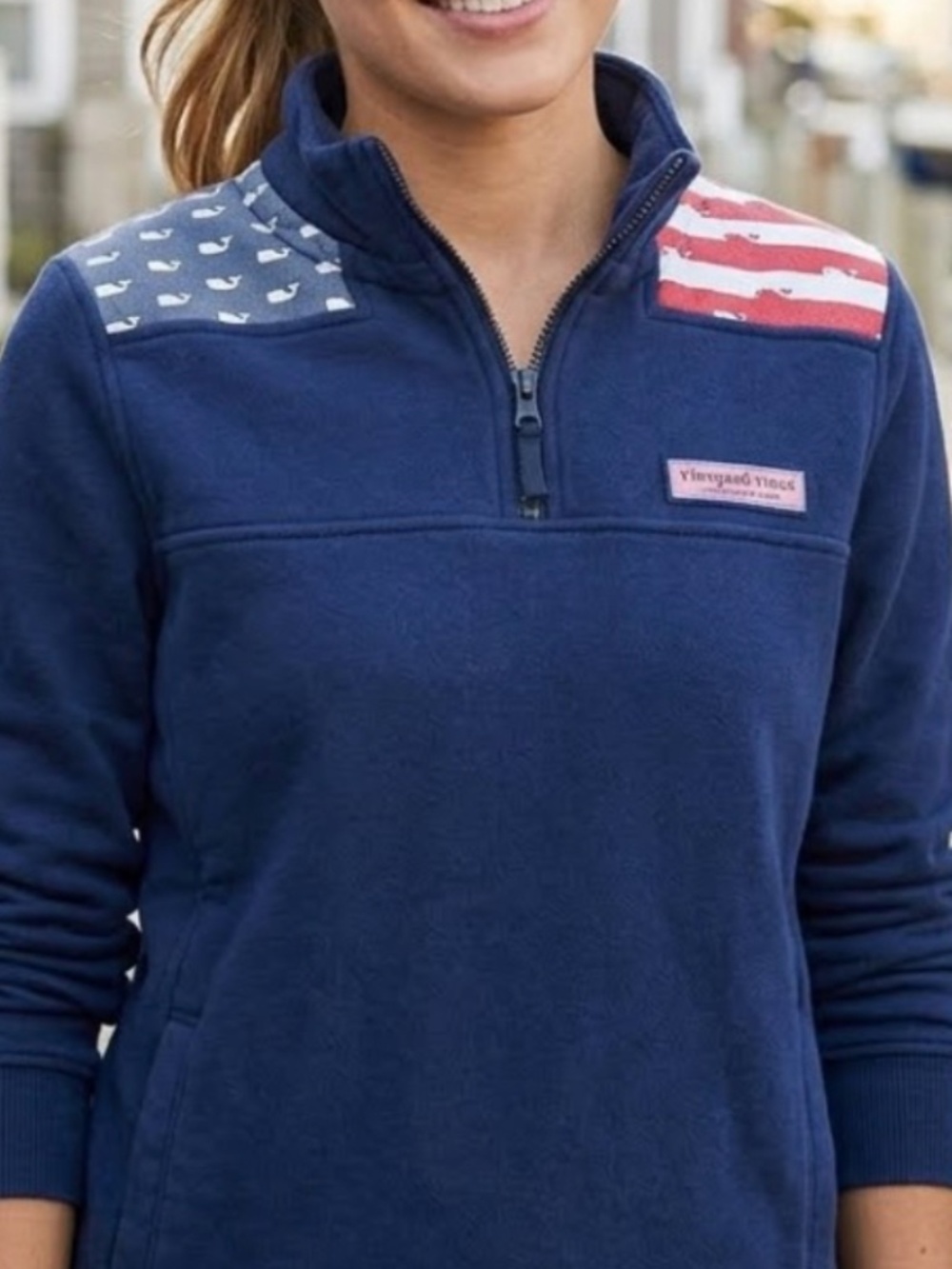 Vineyard Vines Shep shirt with flag & whales motif